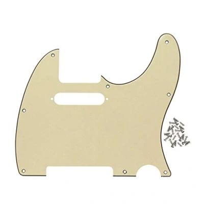 Image de IKN 8 trous 3 plis crème TL Pickguard plaque de protection trou cou à bobine simple avec vis montage pour remplacement TE Standard US/mexicain