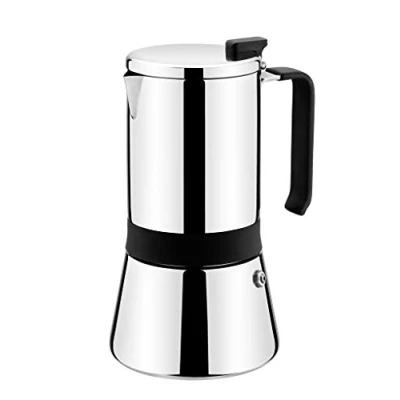 Image de Monix Aroma Cafetière de 4 Tasses, Fabriquée en Acier Inoxydable, Compatible Toutes Sources Chaleur Induction Incluse