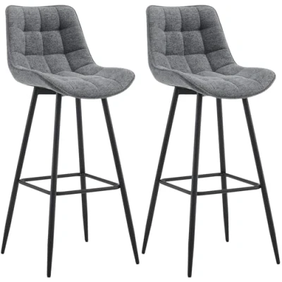 Image de CLP Lot de 2 tabourets Bar Dartford I Chaise rembourrée Structure métallique, Couleur:Gris foncé, Matériel:Tissu
