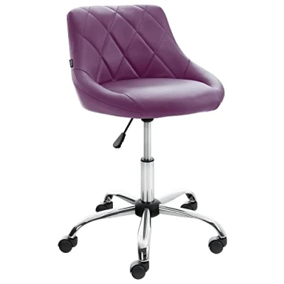 Image de CLP Tabouret De Travail Lazio A roulettes en Similicuir I Chaise avec Dossier Hauteur Réglable Et Pivotant Piètement Métal, Couleur:Violet, Matériel:Similicuir