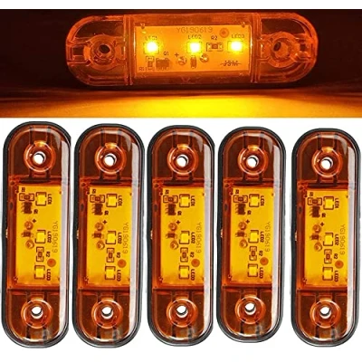 Image de HULX Indicateurs Latéraux LED, 10 Pièces 3 LED Feux de Position Voiture 12V 24V Lampes Lumière Latérale Avant Arrière (Jaune)