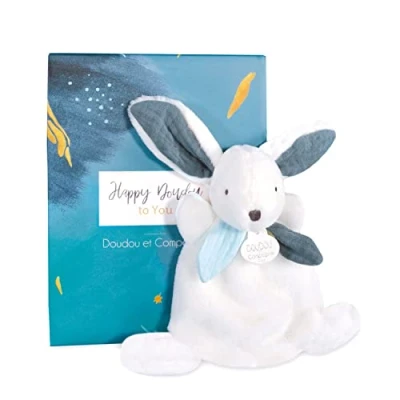Image de Doudou ET COMPAGNIE Plat Lapin Happy Pop 17 cm Bleu Peluche avec Boite Cadeau Idée Naissance Tout Doux Câlins Bébé Garantie Perdu DC3883