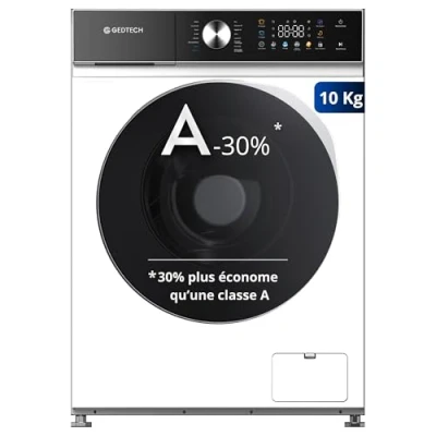 Image de GEDTECH Lave linge frontal GLLPS101400WH 10 Kg 1400 tr/mn 16 programmes Eco Intensif Rapide Très Faible conso Panneau commande LED couleur