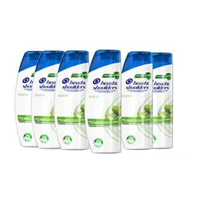 Image de Head &amp; Shoulders Shampooing Antipelliculaire Sensitive, Pour Cheveux Et Cuir Chevelu Sensible, Jusqu’à 100% Des Pellicules Éliminées, Cliniquement Prouvé, Testé Sous Contrôle Dermatologique, 6x285ml