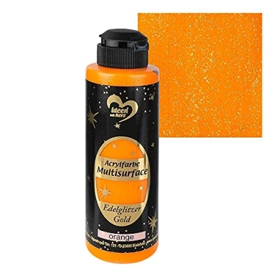 Image de Ideen mit Herz Peinture acrylique Multisurface à paillettes précieuses universelle base d&#039;eau Avec dorées scintillantes élégantes 180 ml (orange)