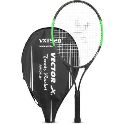 Image de Vector X VXT 520 Tennis Racquet (Black/Green, 26 inch, 3/4 Cover) Material: Aluminium Good Shock Absorption Heavy Construction Durable Maximum Power &amp; Control