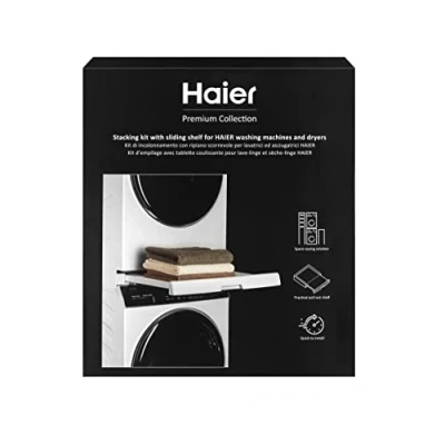 Image de Haier Kit de Superposition pour Lave Linge et Sèche Linge, Original, Gain Place, Qualité Supérieure, Compatible avec les Machines à Laver Séries 3, 5, 7 5