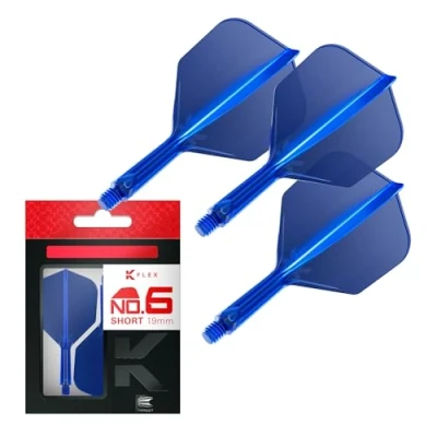 Image de Target Darts K Flex Integrated Dart Flight And Shaft, No.6 Bleu (Court) Pack de 3 fléchettes No 6, 2 en 1 moulé avec précision et tige fléchette Accessoires professionnel