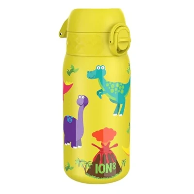 Image de ION8 Gourde Isotherme Enfant, Inox, 320ml, Anti Fuite, Facile à Ouvrir, Verrouillage Sécurisé, Lavable au Lave Vaisselle, Poignée de Transport, Durable, Acier Inoxydable, Motif 3D Dinosaures