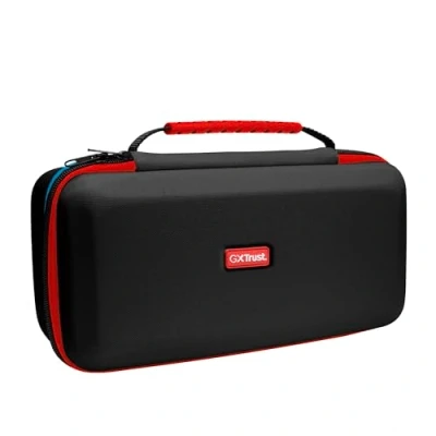 Image de Trust Gaming GXTrust 1252 Pochette XL pour Nintendo Switch 2, Étui de Protection avec Conception Antichoc, Poignée, Housse Accessoires, 4 Joy Cons et 12 Jeux, Noir
