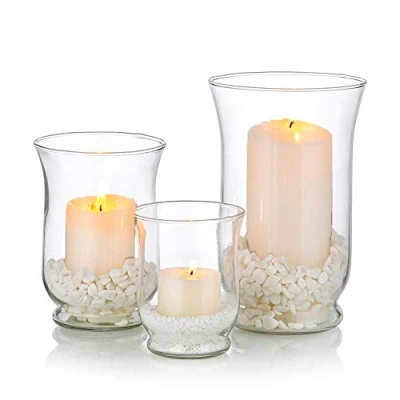 Image de Bougeoir En Verre 1 Ensemble (3 Pièces) Ouragan Utilisations Multiples Pour Pilier, Votif, Bougie Chauffe plat, Flottante, Vase à Fleurs, Terrarium Planteur Centres De Table Mariage
