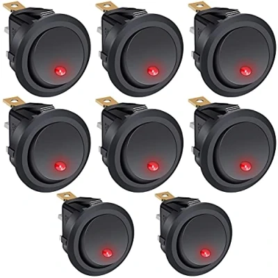 Image de Taiss/8 pièces 20A 12V DC ON/OFF SPST Round Dot Rocker Toggle Switch Control Pour voiture ou bateau avec lumière LED bleue KCD2 102N BU