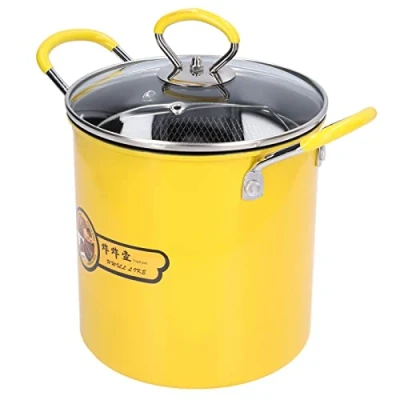 Image de Friteuse, Mini Friteuse 3L, en Acier Inoxydable avec Passoire Marmite de Multifonctionnelle à Revêtement Antiadhésif pour les Frites Poulet Tempura