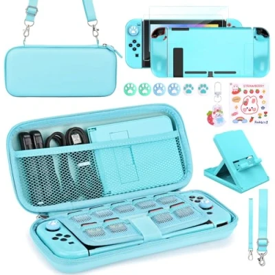 Image de Younik Pack d&#039;Accessoires Switch, Kit 17 en 1 pour Filles Comprenant Un Etui de Transport Support Réglable, Protection Console Switch et J Con