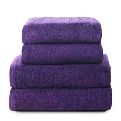 Image de Top Towel Plus Lot de 2 Serviettes Toilette et Bain ou Douche 100% Coton 400 g/m² Violet