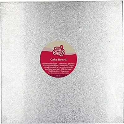 Image de FunCakes Cake Board Carré 33 x cm Argent : carré, Base pour gâteau, Haute qualité, Aspect luxueux, 1 pièce.