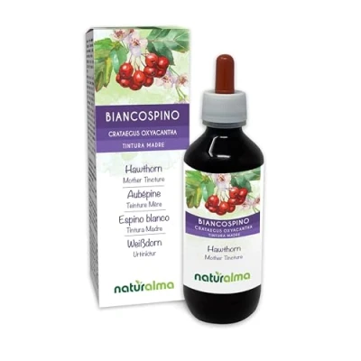 Image de Aubépine (Crataegus oxyacantha) feuilles et fleurs Teinture Mère sans alcool Naturalma Extrait liquide gouttes 200 ml Complément alimentaire Végétalien ou végan