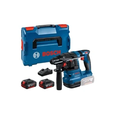 Image de Bosch Professional 18V System perforateur sans fil GBH 22 (avec SDS plus, idéal pour percer des trous de 6 mm à 10 mm, avec 2 batteries 4,0 Ah, chargeur GAL 40, dans L BOXX)