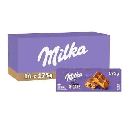Image de Milka Choco &amp; Cake Lot de 16 Boîtes 5 Sachets Gâteau Gâteaux Moelleux Fourrés au Chocolat Lait Format Familial Pratique pour le Goûter des Enfants 16x175g