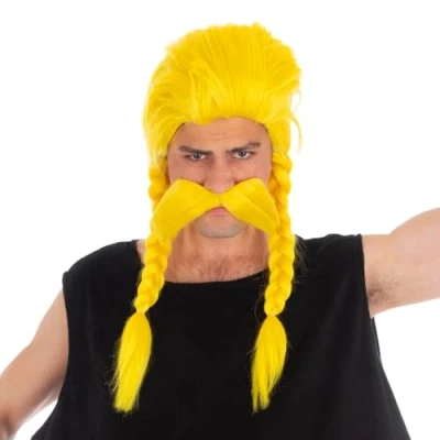 Image de Chaks Perruque et Moustache Ordralphabétix Astérix Obélix Jaune Taille Unique