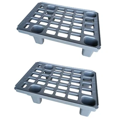 Image de 2x Leichtpalette 60x40 Kunststoffpalette im 1/4 Europaletten Maß inkl. gratis Zollstock * Viertel Palette, 2er Set