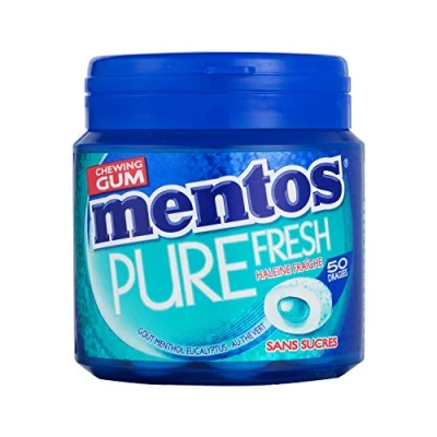 Image de Mentos Chewing Gum Pure Fresh Menthol Eucalyptus Sans Sucres Au Thé Vert Dure Longtemps Haleine Fraîche 8 Boîtes de 50 Dragées