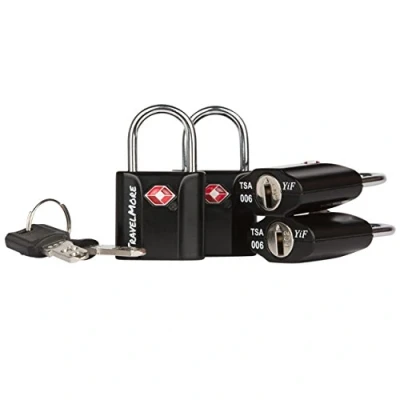 Image de 4 Cadenas De Valise Certifiés TSA avec Clés Noir