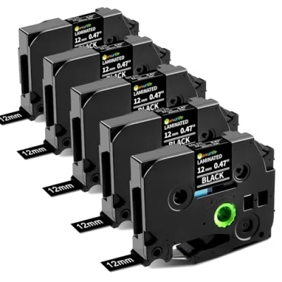 Image de Markurlife Ruban Cassette Compatible pour Brother P Touch TZe 335 TZ335 TZ Tape 12mm 0.47 Blanc sur Noir Cartouche Recharge Ptouch 1000 PT H100LB H107 H110 E100 1005 1250 Étiqueteuse