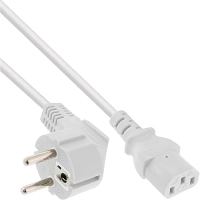 Image de InLine Câble d&#039;alimentation CEE 7 (M) incliné pour IEC 60320 C13 50 cm blanc