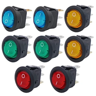 Image de RUNCCI YUN Interrupteur à Bascule Rond, 12V 3 Broches, Bouton de Verrouillage Interrupteur,pour Voiture, Camion, Voitures Course, (8pièces)