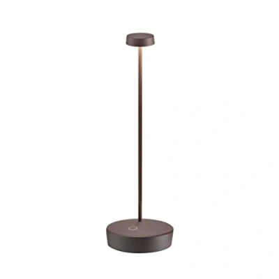 Image de Zafferano Swap Pro Lampe de Table LED sans Fil Rechargeable Tactile Dimmable d&#039;Intérieur et d&#039;Extérieur IP65 Temp. Lumière 2700K Corps en Aluminium H32,5 (Corten)