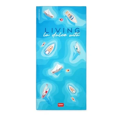 Image de LEGAMI Serviette de Plage légère, en Microfibre, compacte, résistante au Sable, séchage Rapide, Ultra absorbante, Peu encombrante, 85 x 180 cm, La Dolce Vita