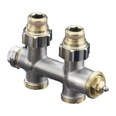 Image de Oventrop 1184083 Multiblock Robinet de raccordement central en T acier inoxydable 1/2&quot; 50 mm
