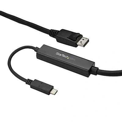Image de StarTech.com Câble Adaptateur USB C vers DisplayPort 1.2 4K 60Hz 3m DP HBR2 Vidéo Type Alt Mode Moniteur Thunderbolt 3 Noir (CDP2DPMM3MB)