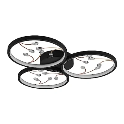 Image de Trio Lighting Plafonnier LED Groovy à 3 lampes noir 3.000K