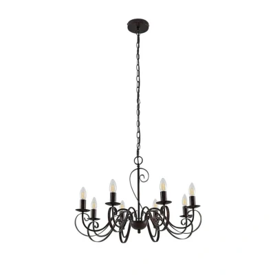 Image de Lucande Caleb lustre style champêtre à huit lampes