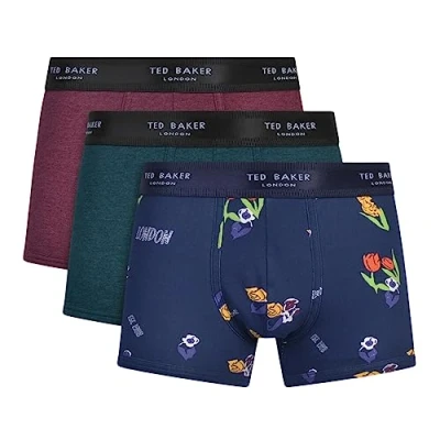 Image de Ted Baker Lot de 3 coffres en Coton Maillot, Homme, Botanical Garden / Port Royal Keppel Navy, XL