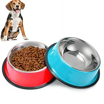 Image de SUOXU Lot de 2 Gamelles pour Chien en Acier Inoxydable antidérapant et Anti Fuite, Multifonctionnelles Animaux domestiques, Nourriture Taille Moyenne