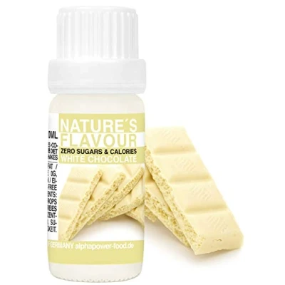Image de ALPHAPOWER FOOD Arôme alimentaire naturel chocolat blanc I liquide gouttes aromatisantes et édulcorant sans sucre, 1x10ml goût délicieux, vegan liquid sweetener Flavour Drops, Flavdrops