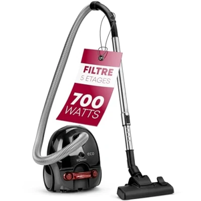 Image de Bomann® Aspirateur à économie d&#039;énergie 700 Watts Système de microfiltre 5 Compartiments avec Sac Brosse Sol commutable et suceur Brosse/à Fentes BS 9019 CB N Anthracite