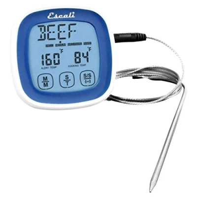 Image de Escali DHR1 U Thermomètre numérique à écran tactile avec sonde en acier inoxydable et minuterie, Bleu