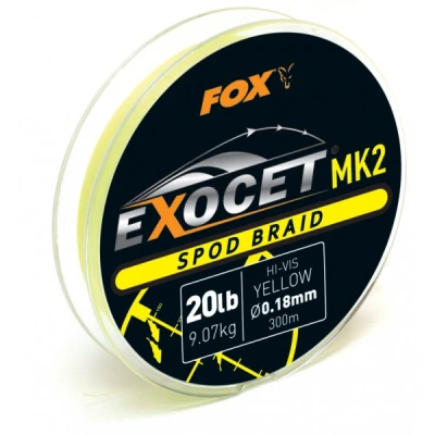 Image de Fox Exocet MK2 Spod Braid 0.18mm 9.07 Kilo 300m High Visibility Yellow