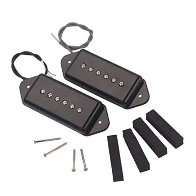 Image de Alnicov P90 Micro à bobine unique en forme d&#039;oreille de chien pour guitare électrique Gibson 6 cordes Noir