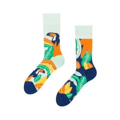 Image de Dedoles Chaussettes Unisexe Homme Femme &amp; Enfants beaucoup designs amusants gauche droite différent, couleur: Multicolore, motif: Toucan et feuilles, taille: 39 42