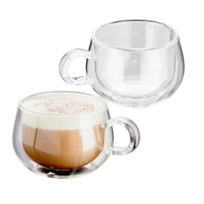 Image de Judge Tasse à cappuccino en verre avec anse JDG30 double paroi/isolation sous vide/thermorésistant compatible lave vaisselle fabrication artisanale 225 ml lot de 2