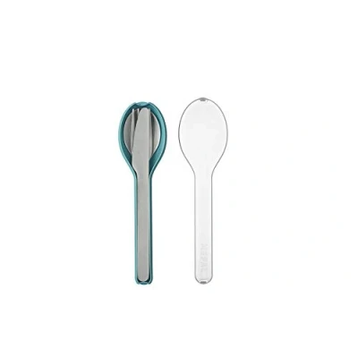 Image de Mepal Set de couverts 3 pièces Ellipse Nordic green à emporter composé d’un couteau, d’une fourchette et cuillère emballés dans un étui réutilisables