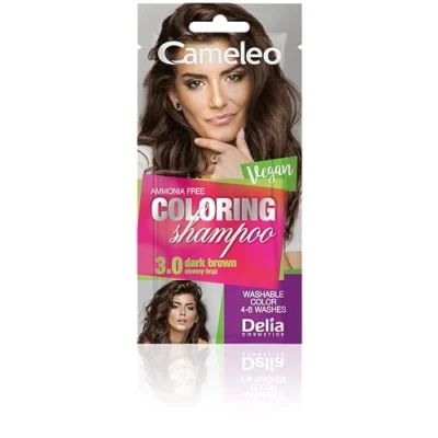 Image de Cameleo Shampooing teinté Marron foncé Rafraîchissement rapide et facile des couleurs « couleur en » Sans ammoniaque ni oxydants Shampoing sachet 40 ml