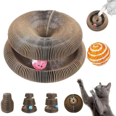 Image de Kitten Curl, Curl Toy, Kurls Cat Interactive Scratch Pad Toy with Bell Ball for Indoor Cat, Magic Organ Scratcher Board (A)