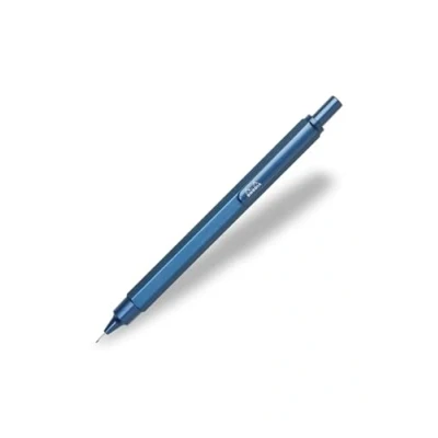 Image de RHODIA 9393C Portemine scRipt Corps Hexagonal en Aluminium Brossé Bleu pour Mines Graphite Standards 0,5 mm, Canon Acier Rétractable, Gomme Sous le Poussoir Collection