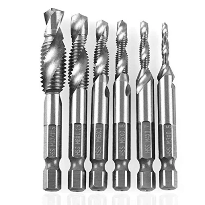 Image de Foret 6 pièces auto centrant Point de forage à vis taraud queue hexagonale pour le central auxiliaire(6PC Metric 4341 Compound Tap)